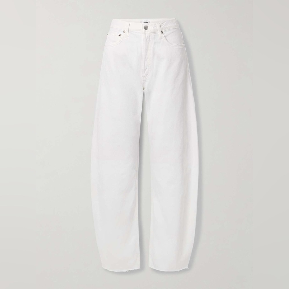 AGOLDE
Luna frayed high-rise barrel-leg jeans